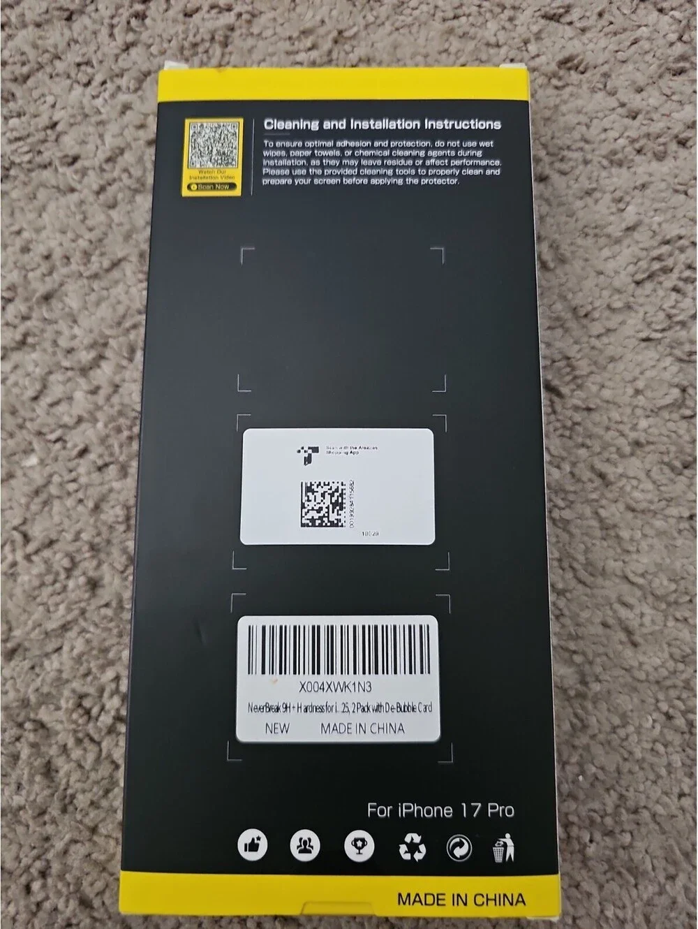 Iphone 17 Pro NeverBreak 9H+ Hardness Tempered Glass Screen Protector
